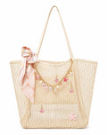 Blush Seashell Mesh Beach Tote Bag - Tote Bag | Asena Boutique Qatar