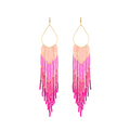 Pink Beaded Tassel Earrings