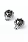 Black Crystal Round Cufflinks