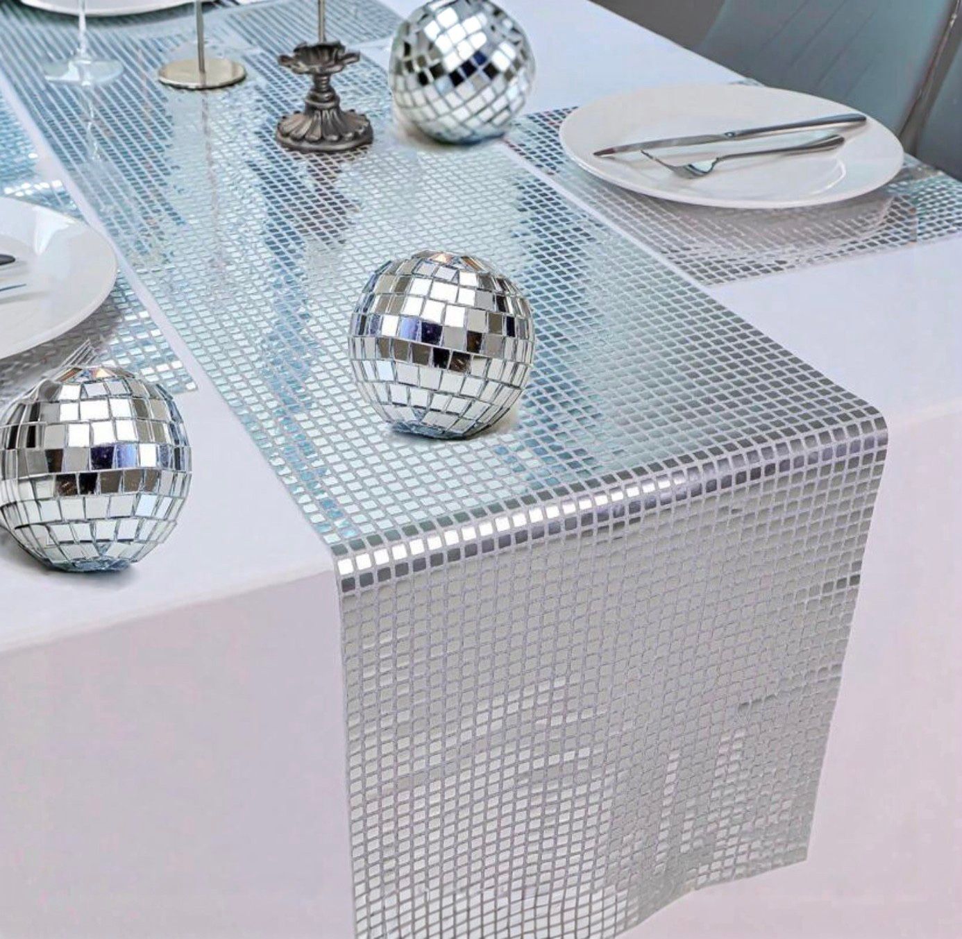 Silver Mirror Table Runner