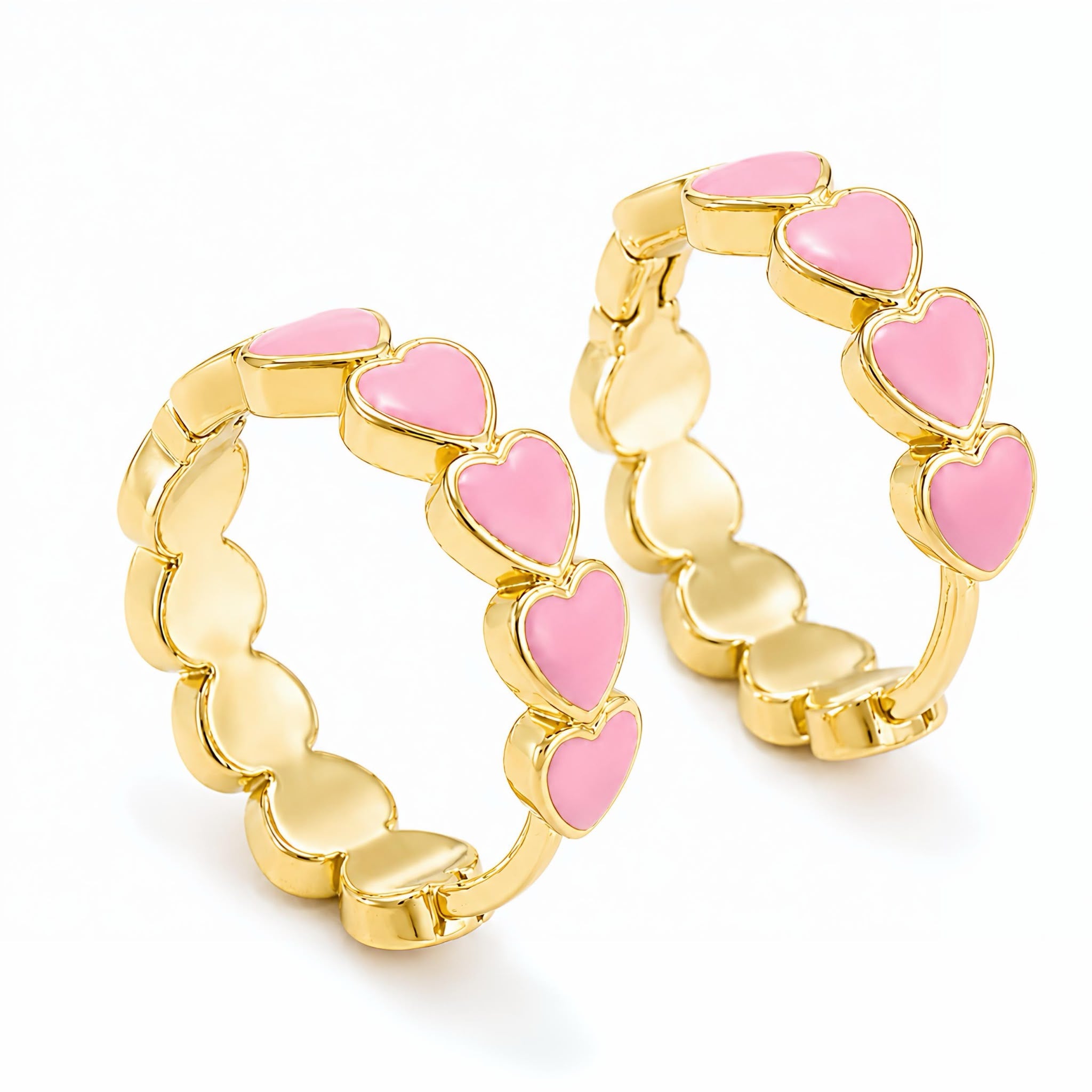 Pink Heart Hoop Earrings - Women's Earrings | Asena Boutique Qatar