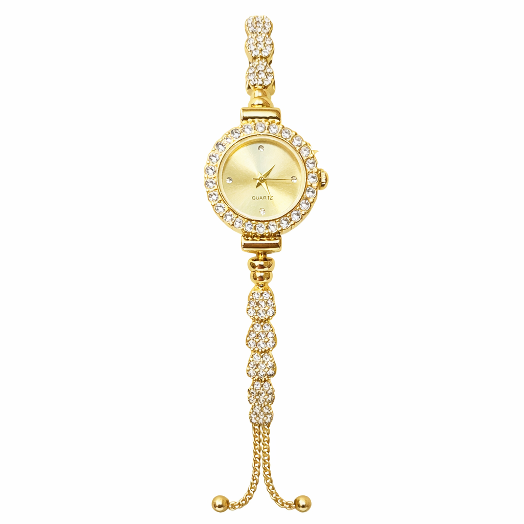 Golden Crystal Bracelet Watch
