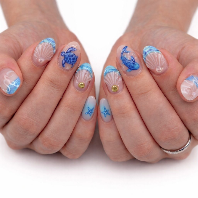 Ocean Breeze Nail Art - Press-On Nails | Asena Boutique Qatar