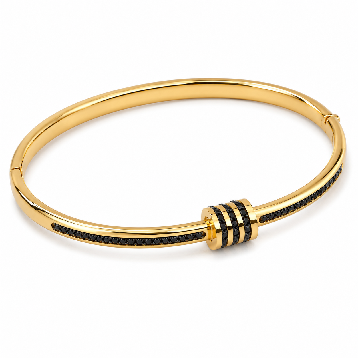 Black Crystal Bangle - Men's Bracelet | Asena Boutique Qatar