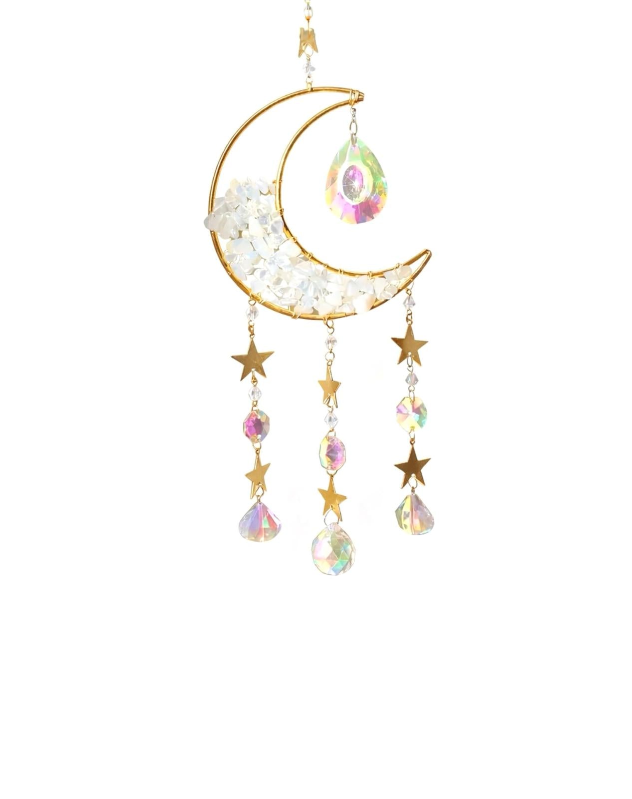 Crystal Crescent Moon Hanging Décor (white)