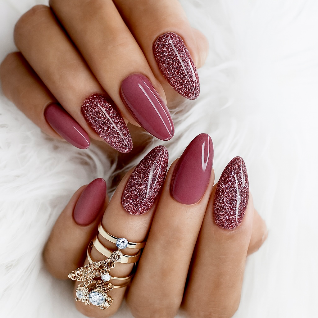 Rosé Sparkle Nails