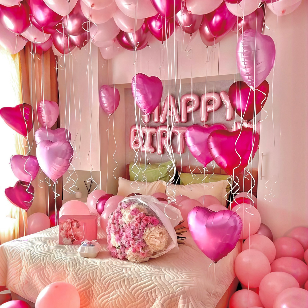 Pink Heart Balloon Set