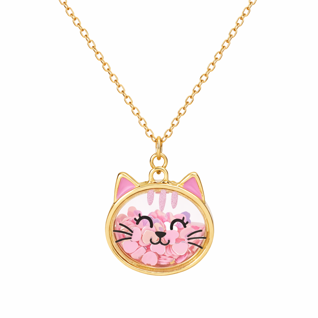 Pink Cat Charm Necklace