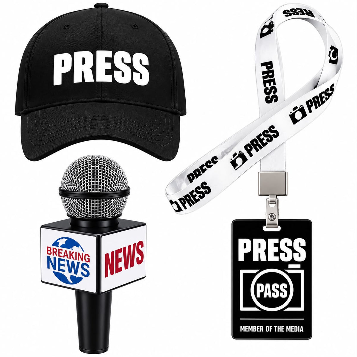 News Reporter Accessories Set - Party Costume | Asena Boutique Qatar