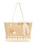 Seaside Lace Bow Tote Bag - Tote Bag | Asena Boutique Qatar