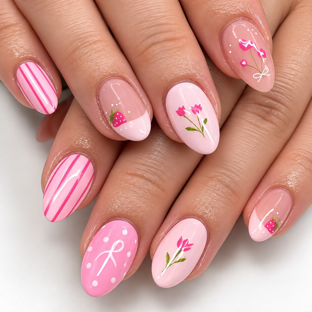 Floral Pink Nail Set - Press-On Nails | Asena Boutique Qatar