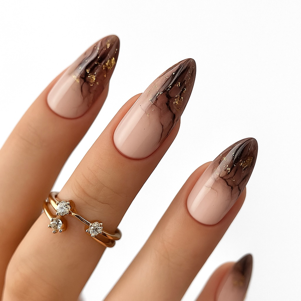 Mocha Marble Nails 1