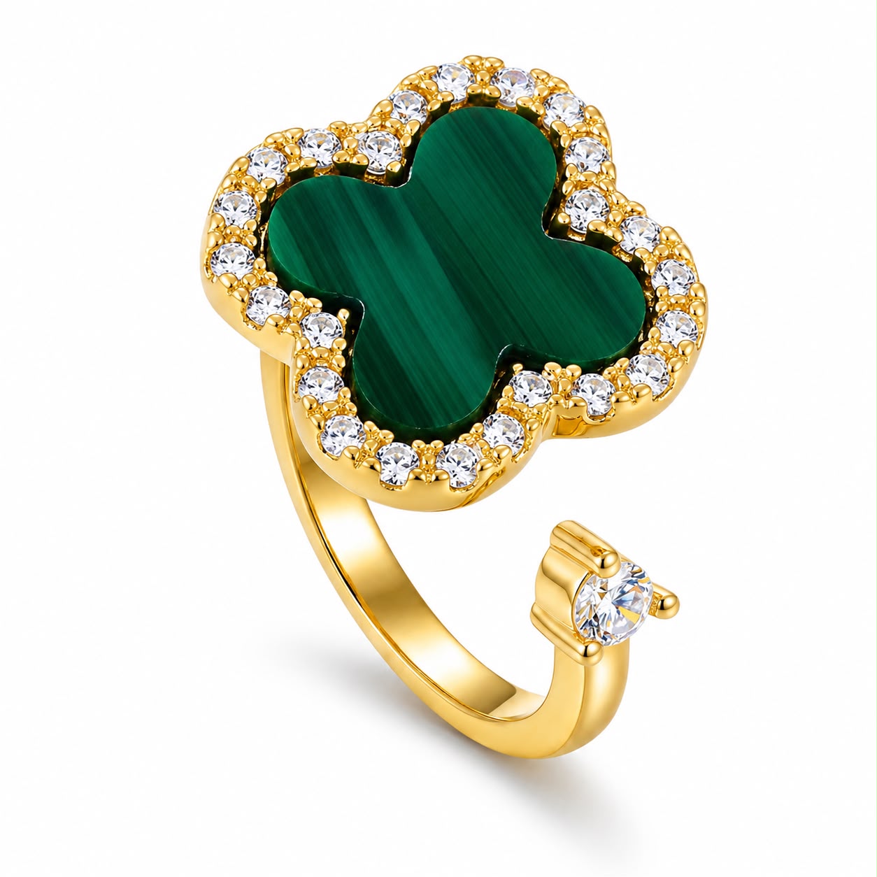 Emerald Clover Ring - Women's Ring | Asena Boutique Qatar