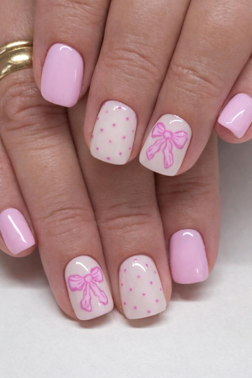 Pink Bow Nails