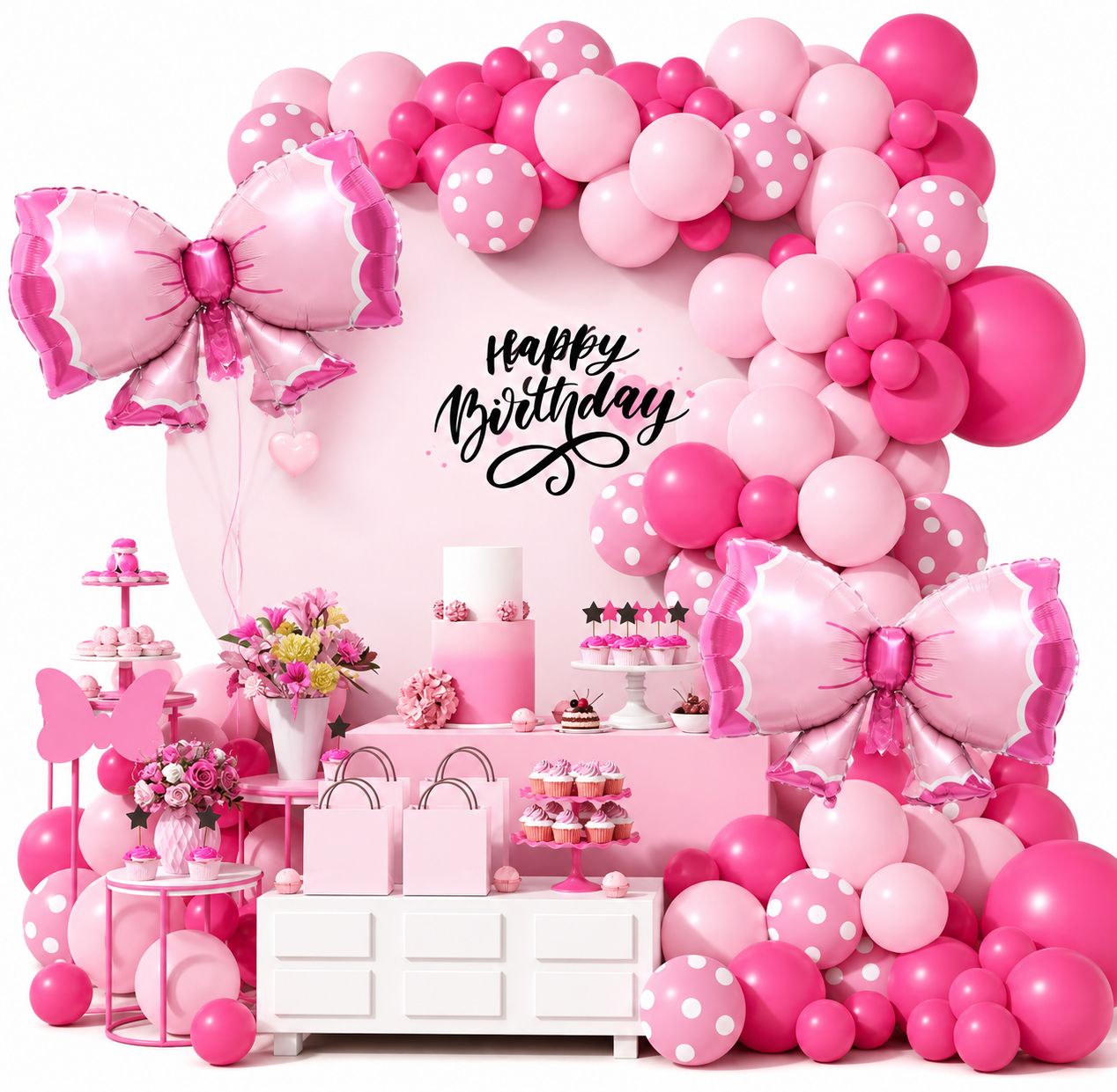 Pink Bow Balloon Arch Kit