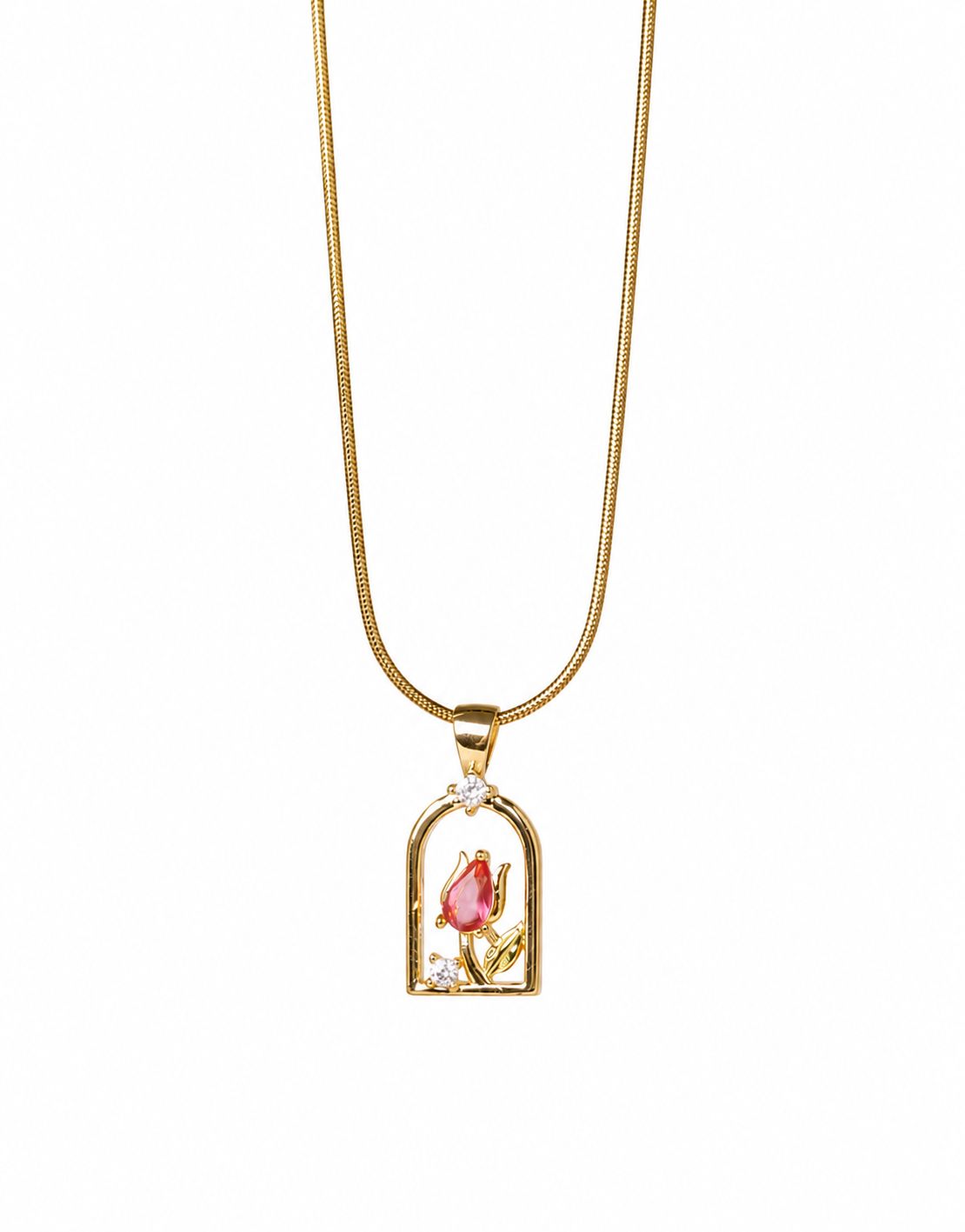 Golden Tulip Pendant Necklace - Women's Necklace | Asena Boutique Qatar