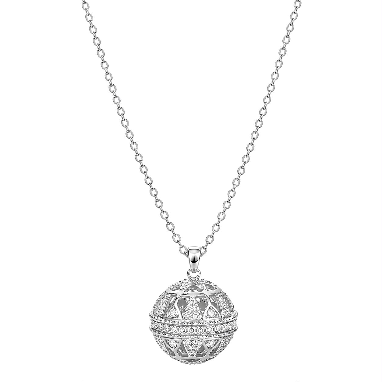 Silver Crystal Orb Necklace - Women's Necklace | Asena Boutique Qatar