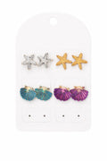 Ocean Charm Stud Earrings Set