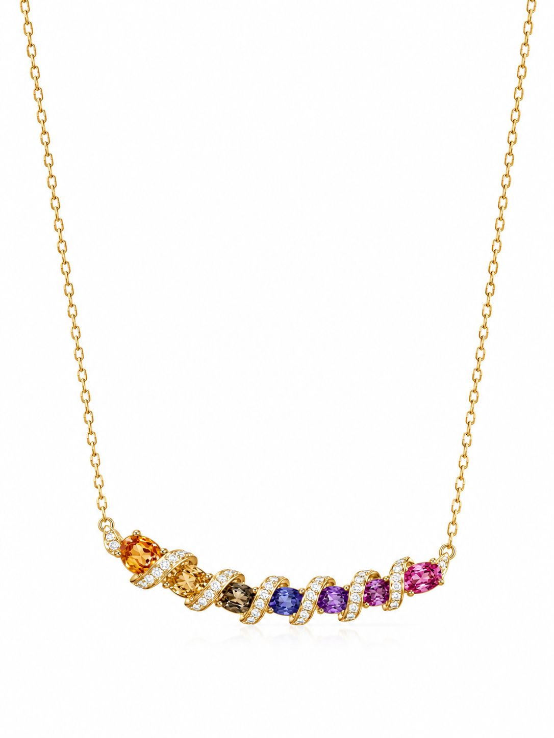 Rainbow Crystal Wave Necklace - Women's Necklace | Asena Boutique Qatar