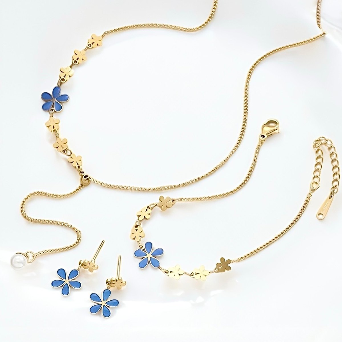 Blue Belle Heart & Bow Jewelry Set - Women's Jewelry Set | Asena Boutique Qatar