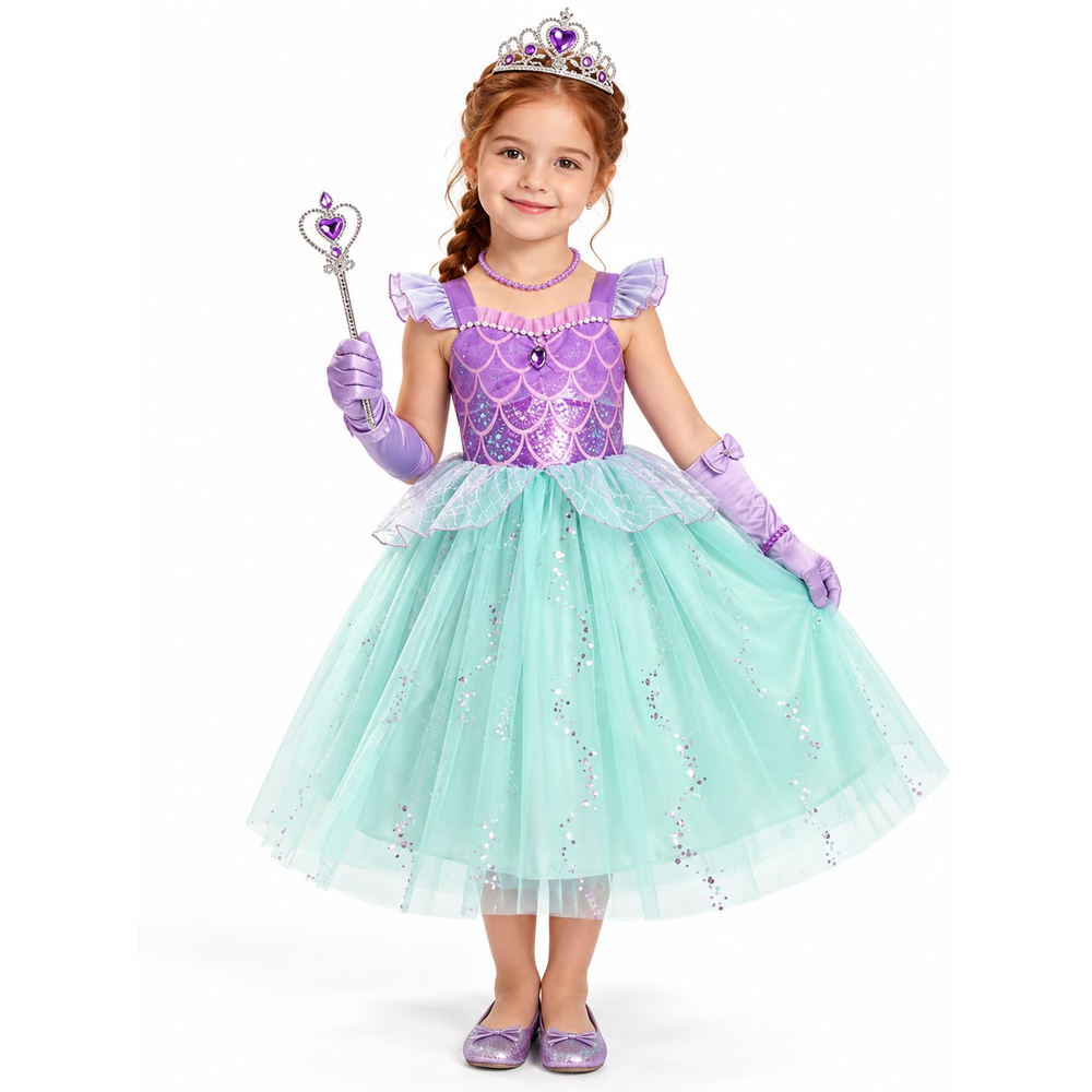 Aqua Princess Dress & Accessories Set - Party Costume | Asena Boutique Qatar