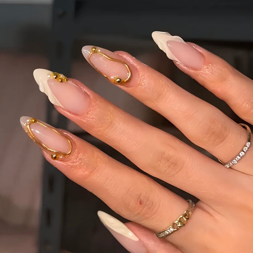 Golden Blossom Press-on Nails