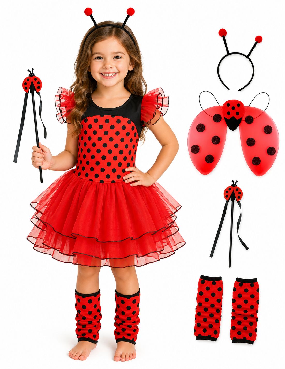 Ladybug Princess Costume Set – Size 120 cm - Party Costume | Asena Boutique Qatar