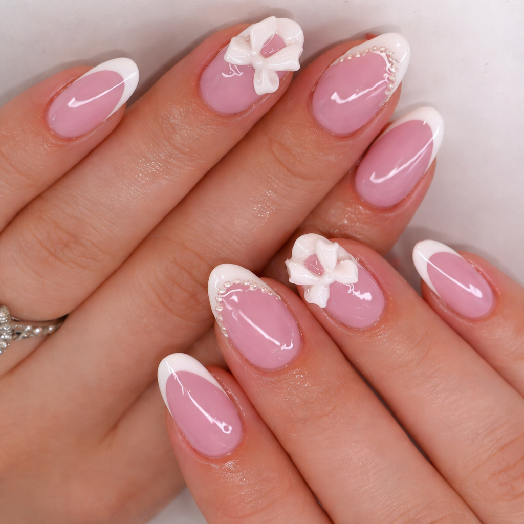 Rosé Bow Nails