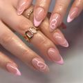 Pink Heart French Nails
