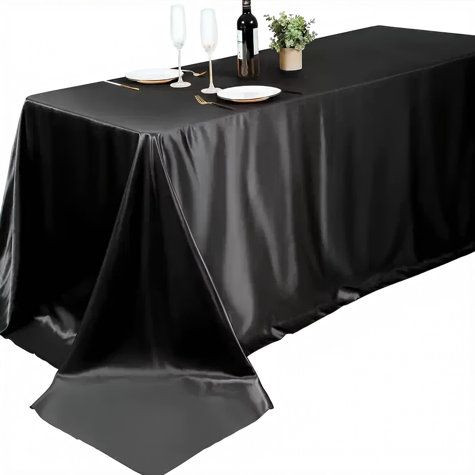 Black Satin Tablecloth