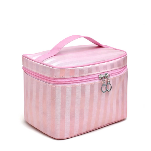 Blush Stripe Makeup Bag