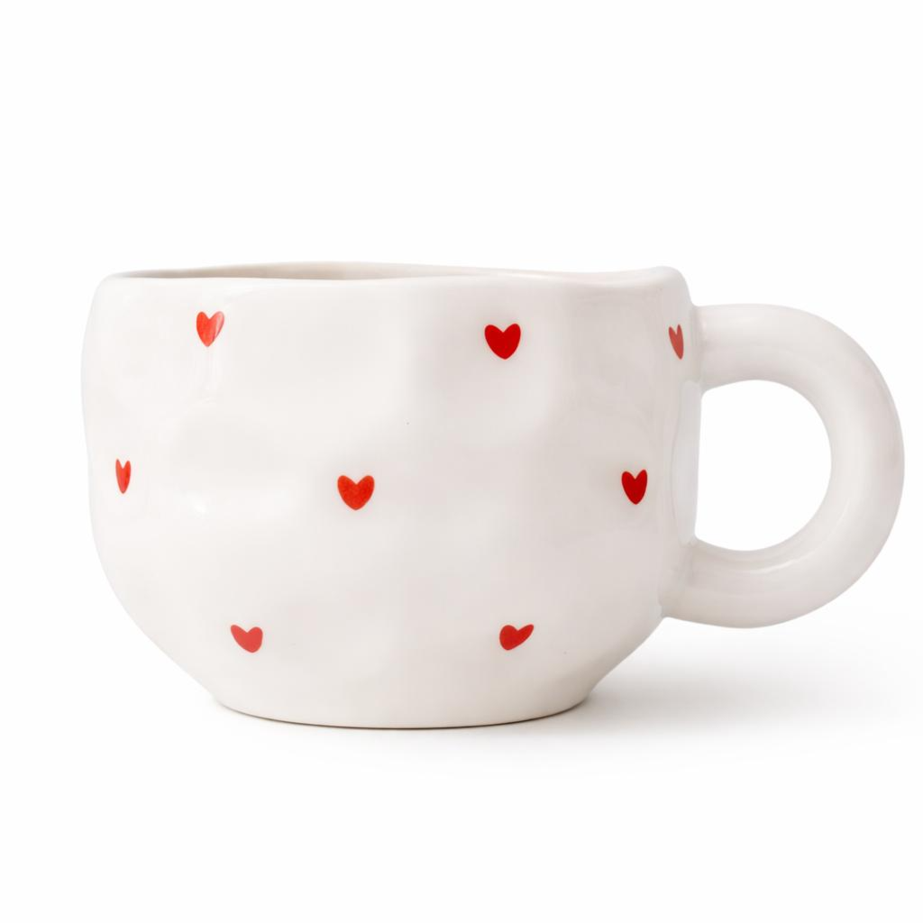 Heart Print Ceramic Mug - Mug | Asena Boutique Qatar