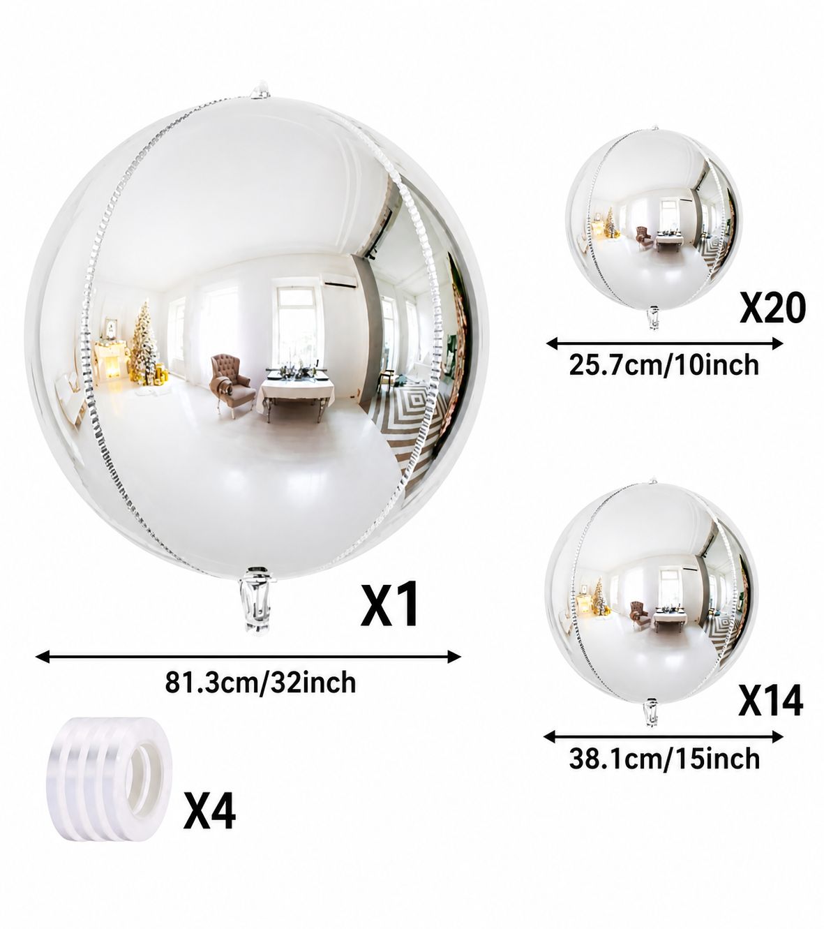 Luxury Chrome Balloon Pool Decoration Set