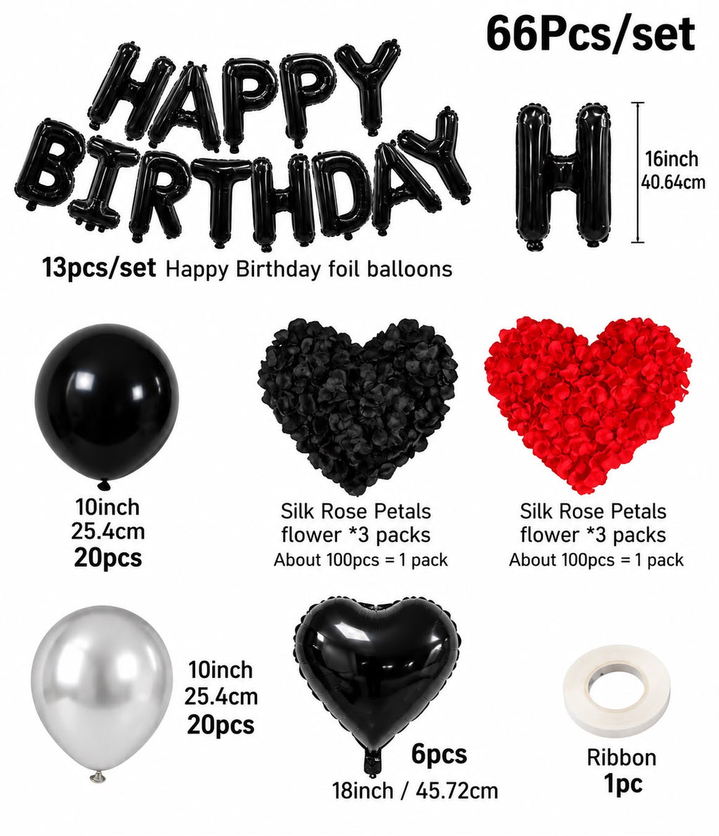 Black and Silver Birthday Balloon Set - Balloon | Asena Boutique Qatar