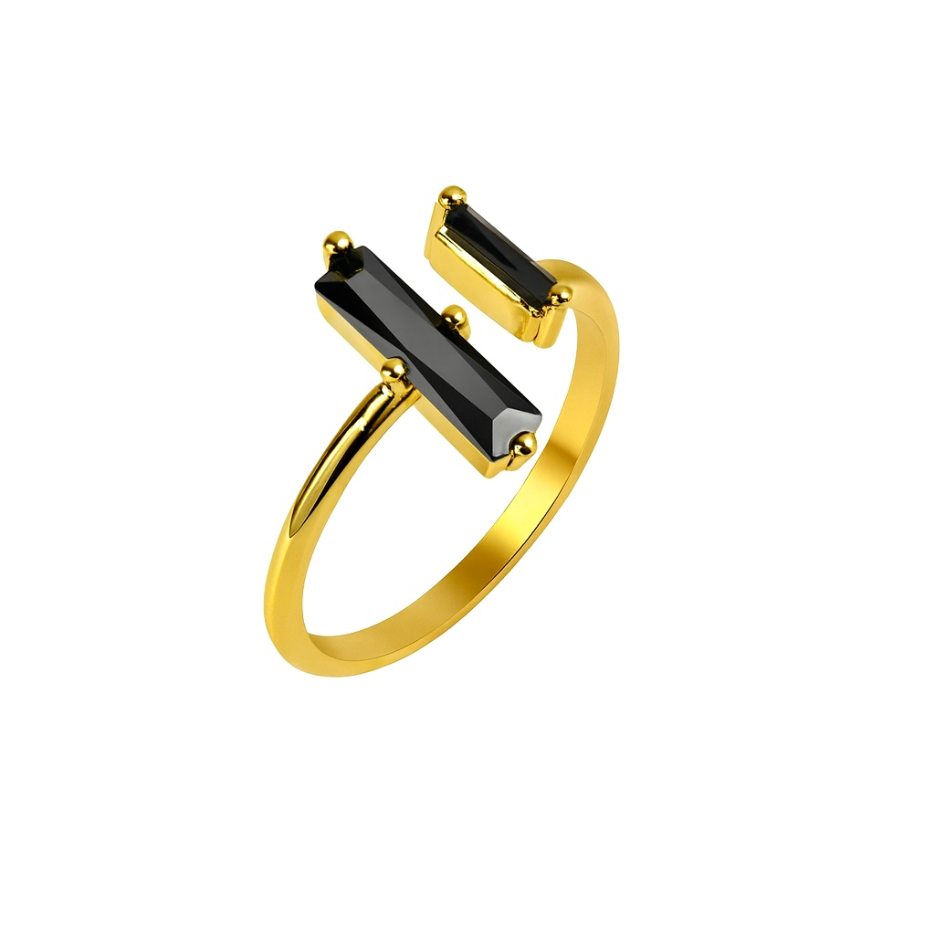 Black Crystal Bar Ring