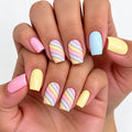 Pastel Candy Stripe Nails - Press-On Nails | Asena Boutique Qatar