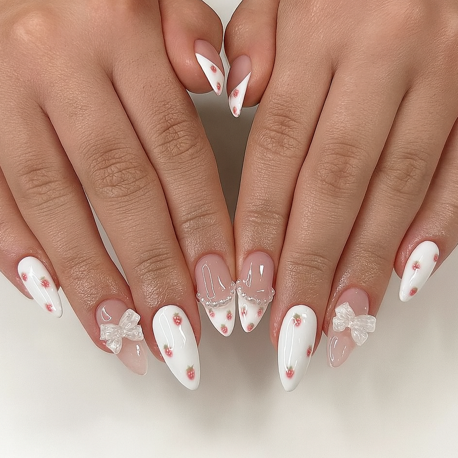 Cherry Bow Press-on Nails