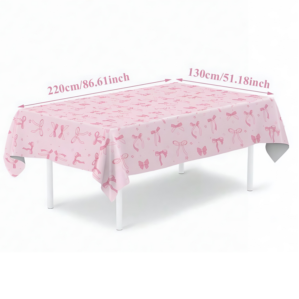 Pink Bows Disposable Tablecloth