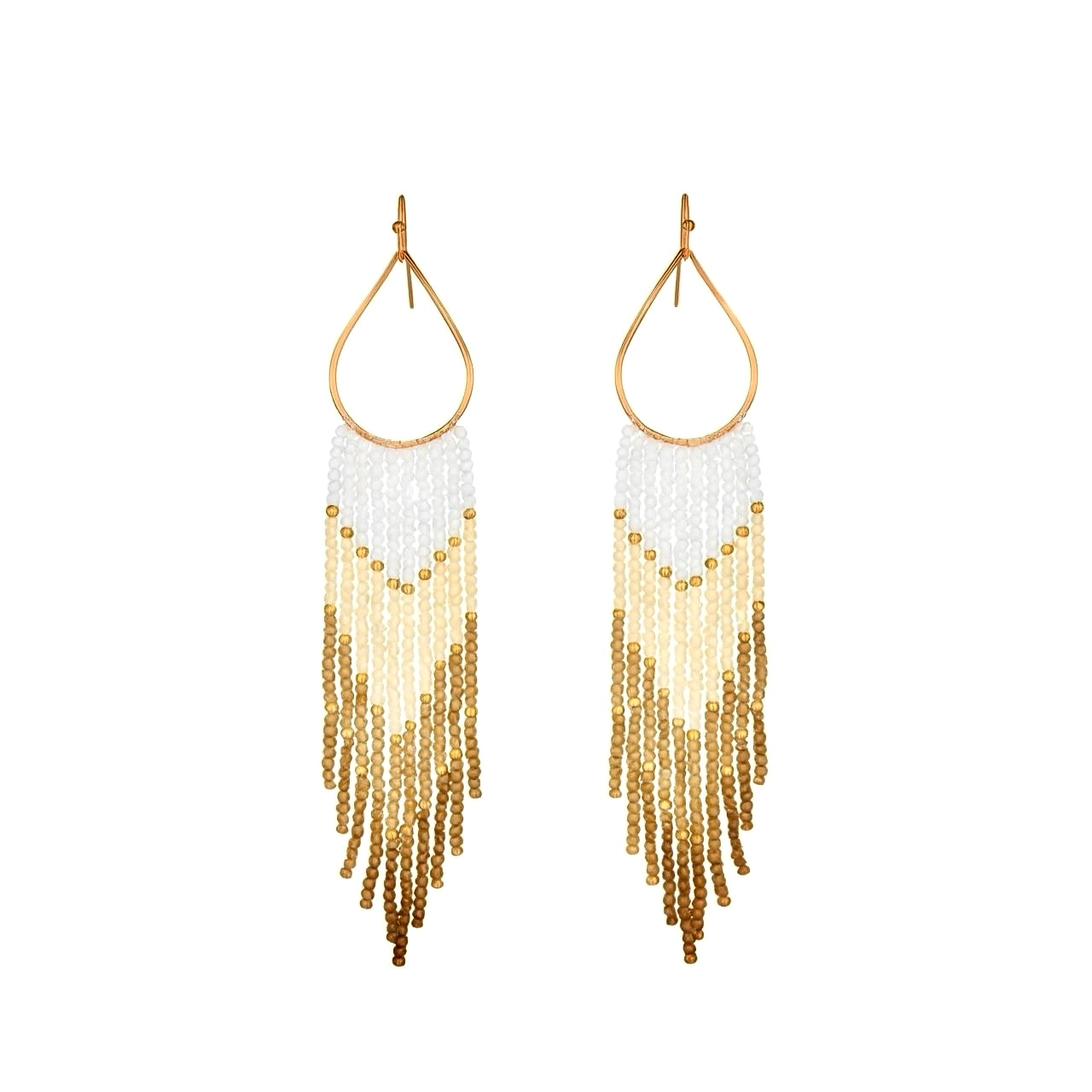 Golden Beaded Tassel Earrings