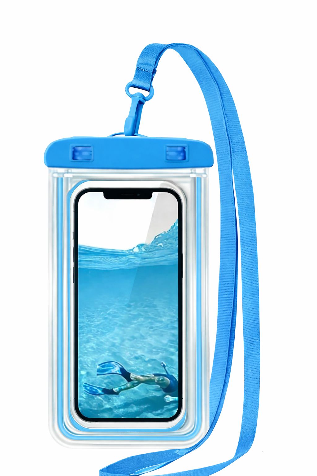 Waterproof Phone Pouch with Strap – Blue