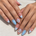 Pink & Blue Floral Nails - Press-On Nails | Asena Boutique Qatar