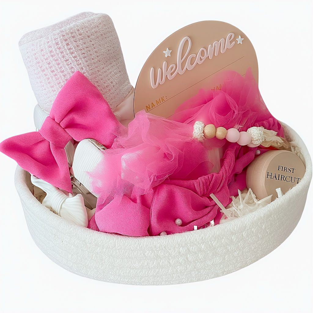 Gift basket for a newborn girl