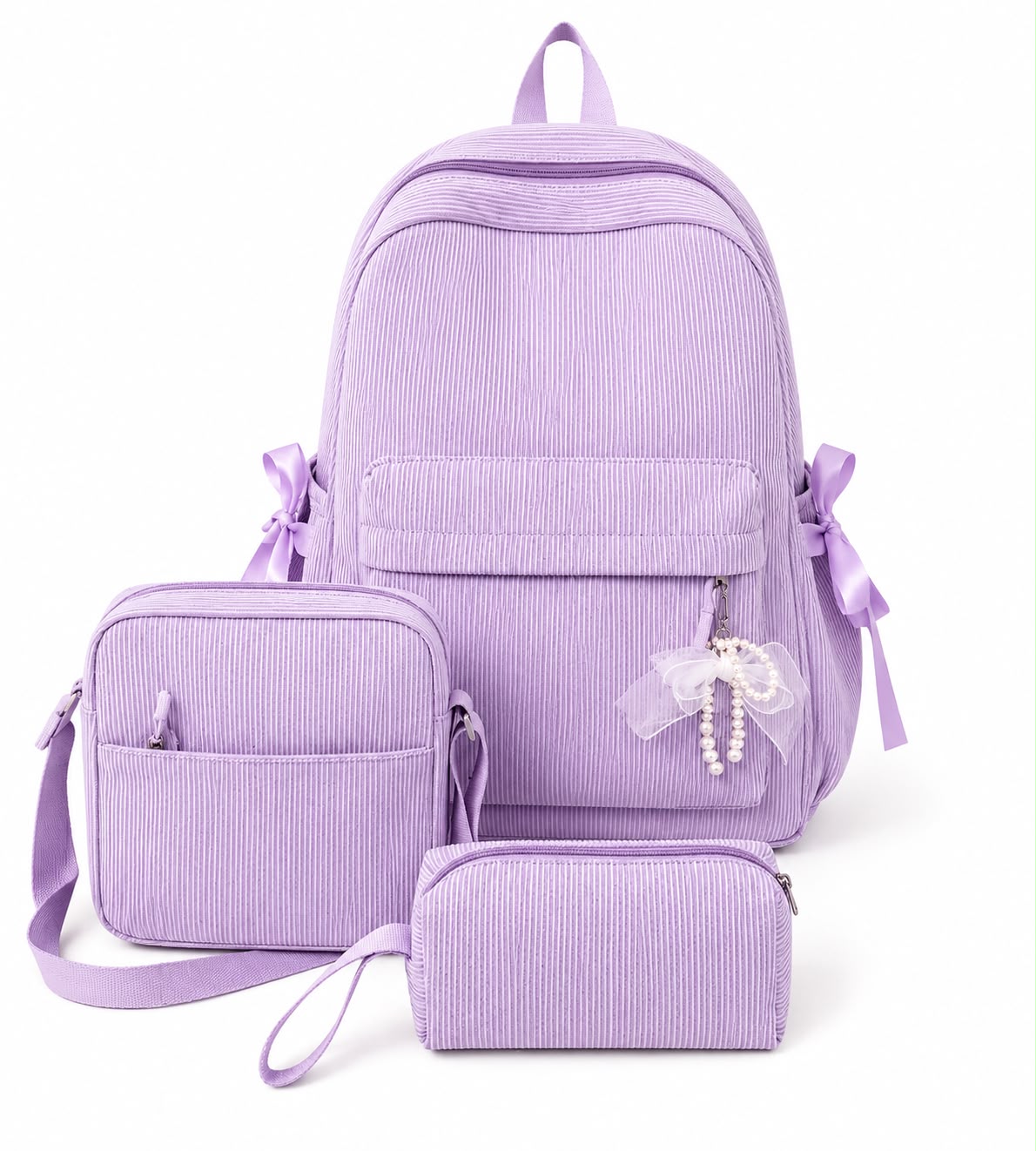 Purple Striped Backpack Set - School Bag | Asena Boutique Qatar
