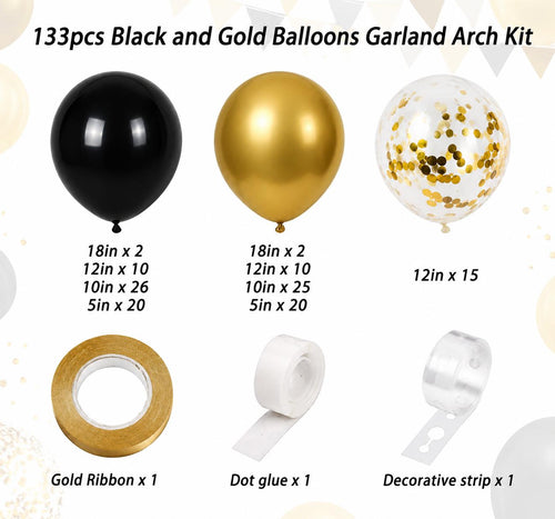 Black & Gold Balloon Garland Arch Kit