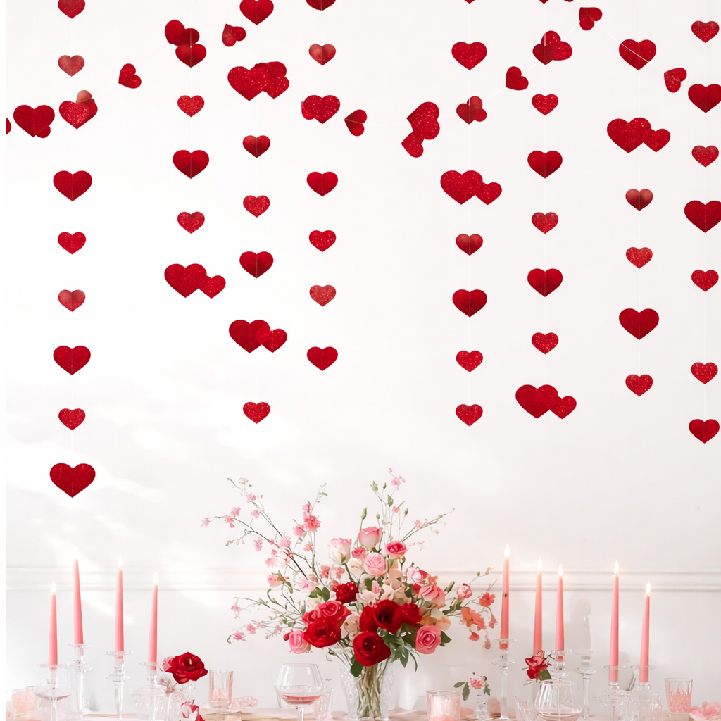 Red Heart Hanging Garland