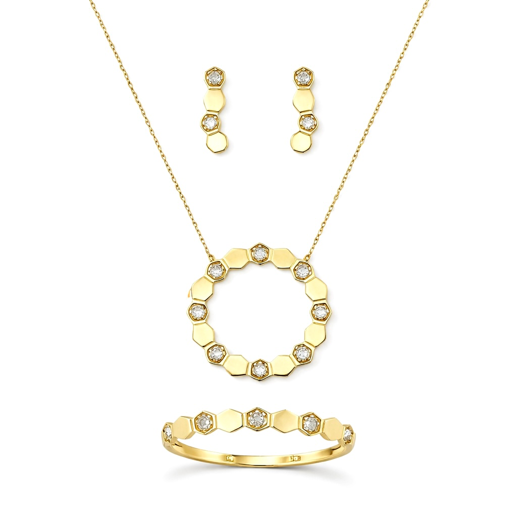 Golden Hexa Spark Jewelry Set