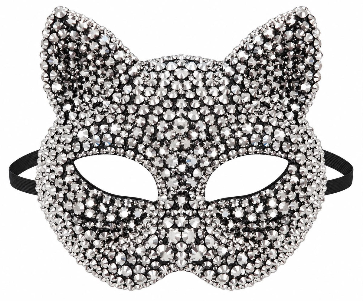 White Rhinestone Cat Mask - Party Costume | Asena Boutique Qatar
