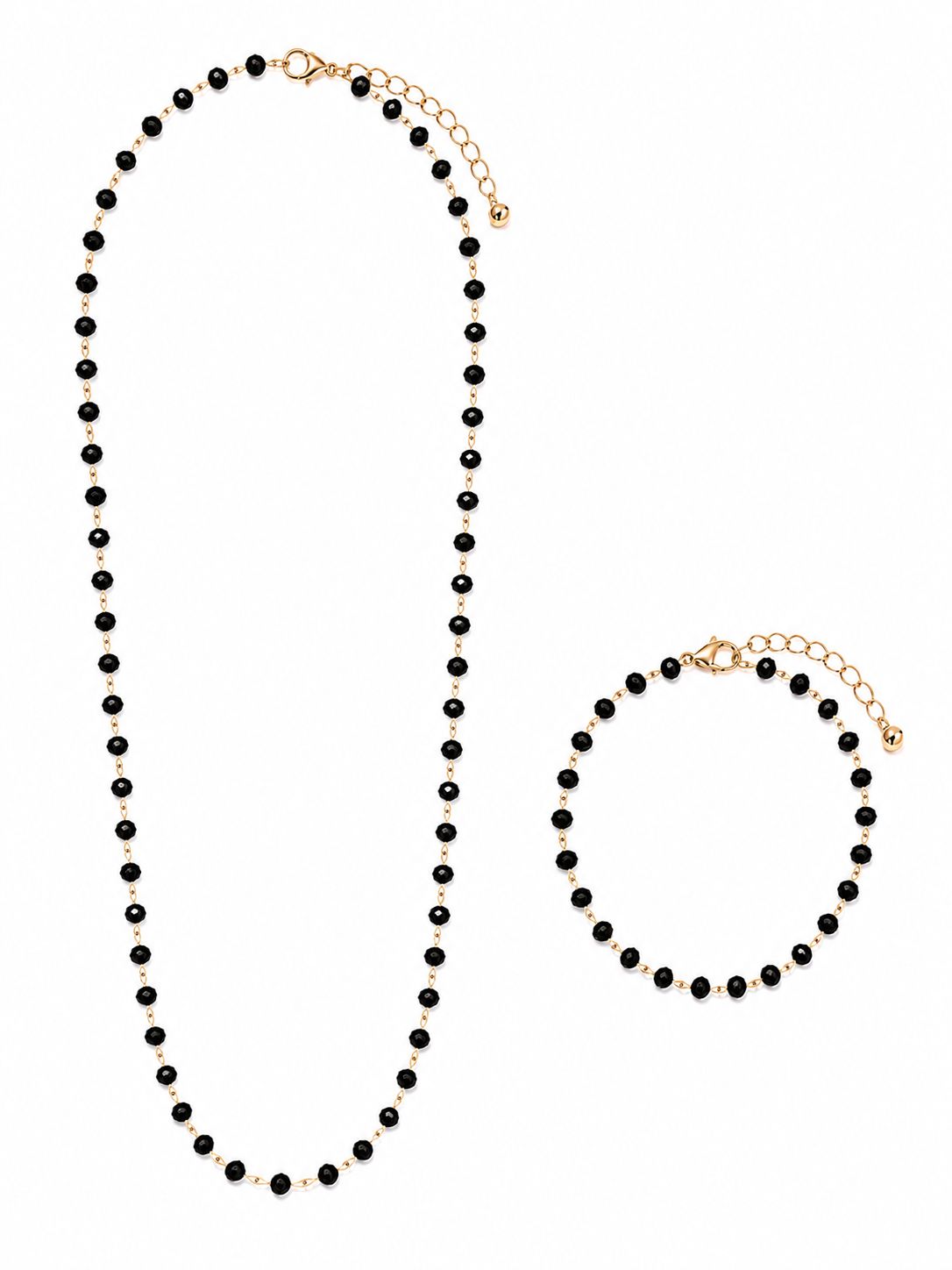 Black Beaded Necklace & Bracelet Set - Men's Jewelry Set | Asena Boutique Qatar