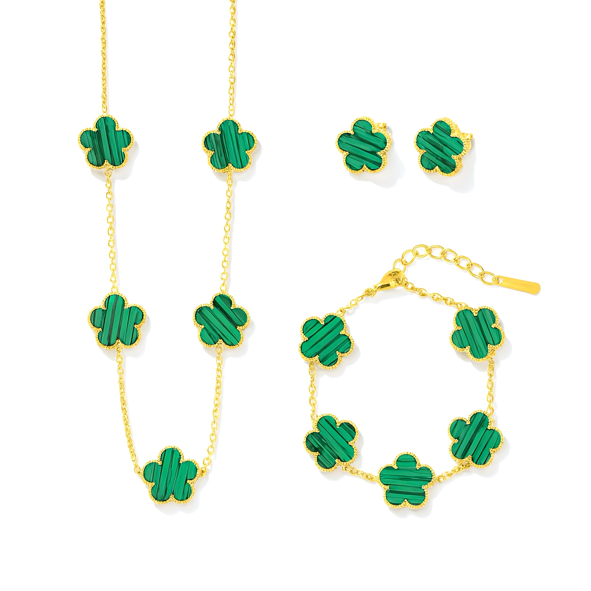Emerald Clover Jewelry Set