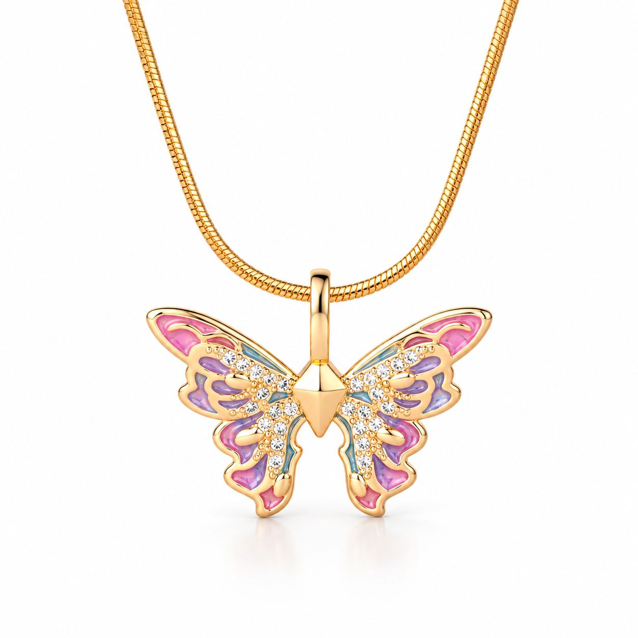 Butterfly Crystal Pendant Necklace - Kids' Jewelry | Asena Boutique Qatar